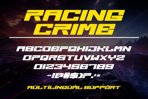 Racing Crime Font PNG with transparent background - Preview 1