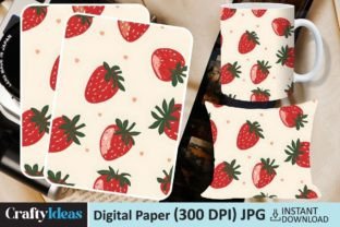 Strawberry Digital Paper Graphic by CraftyIdeas · Creative Fabrica
