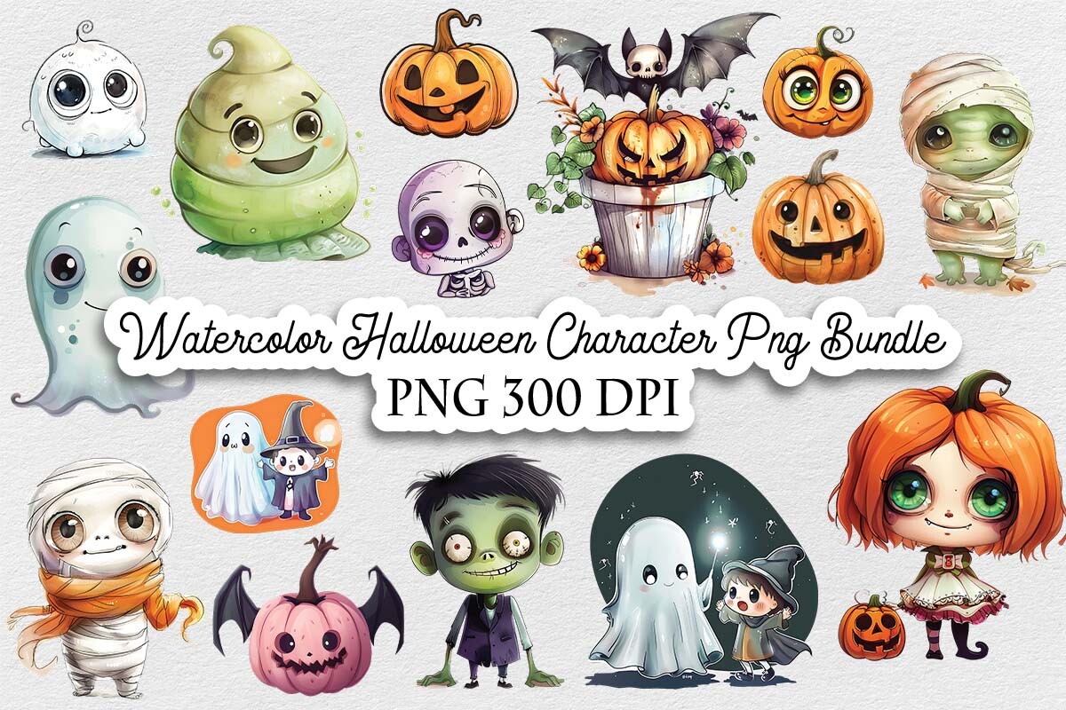 Watercolor Halloween Character Png Graphic by Lloy Design · Creative ...