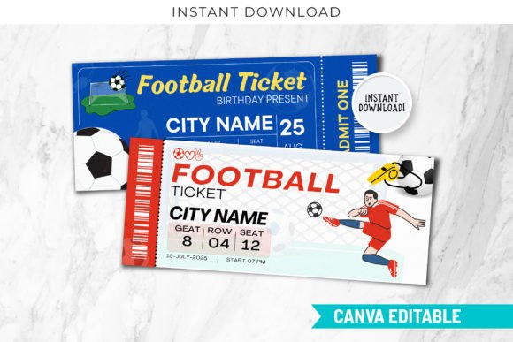 Football Canva Ticket Birthday Present