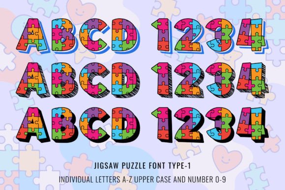 Jigsaw Puzzle Collection Font PNG with transparent background - Preview 2