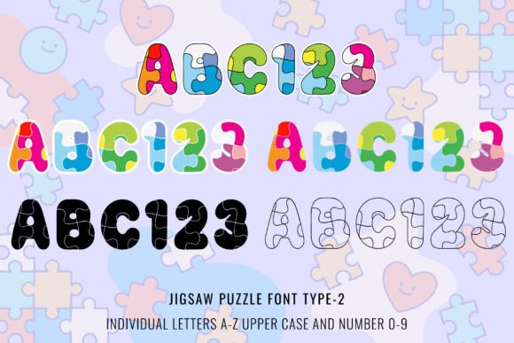 Jigsaw Puzzle Collection Font PNG with transparent background - Preview 3