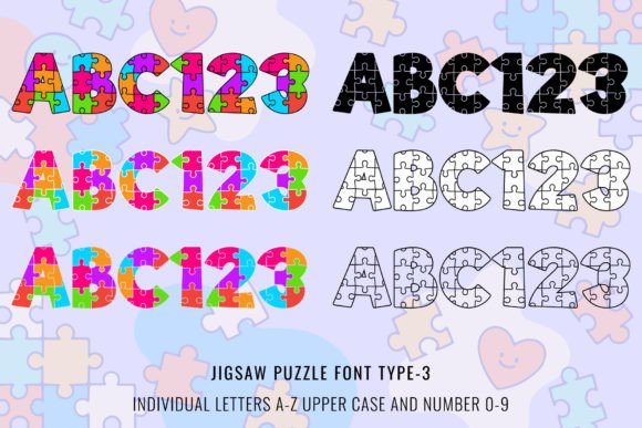 Jigsaw Puzzle Collection Font PNG with transparent background - Preview 4