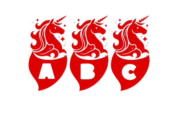 Red Unicorn Font PNG with transparent background - Preview 1