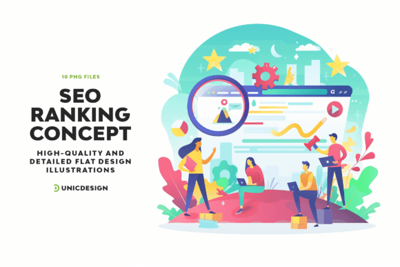 SEO Ranking Illustrations Gráfico Ilustrações para Impressão Por UnicDesign