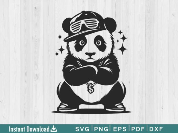 Funny Panda Svg Silhouette Vector File