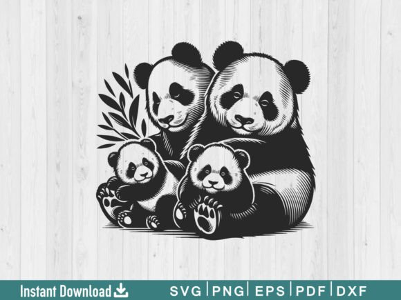 Funny Panda Svg Silhouette Vector File