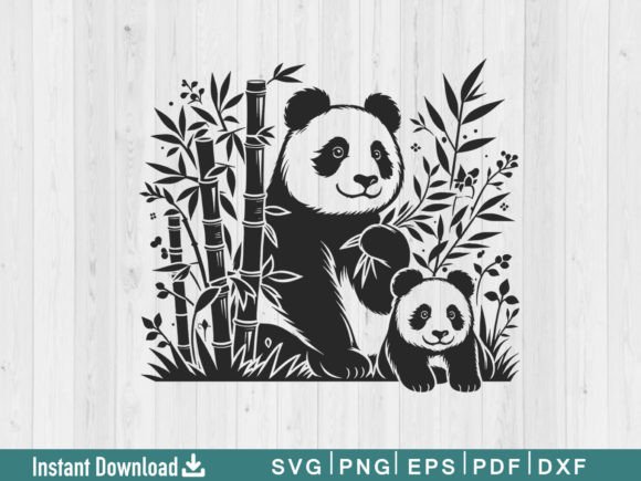 Funny Panda Svg Silhouette Vector File