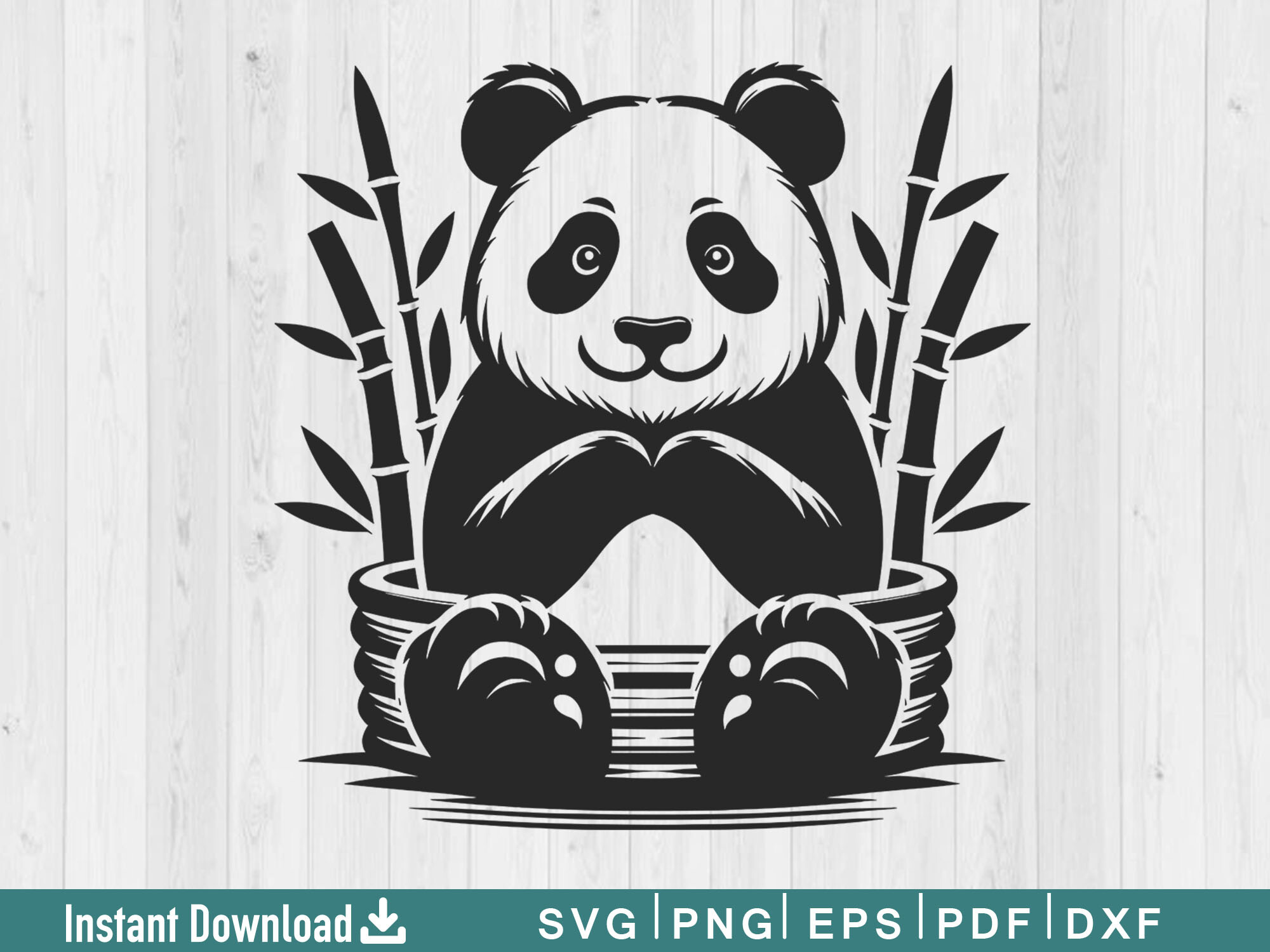 Funny Panda Svg Silhouette Vector File