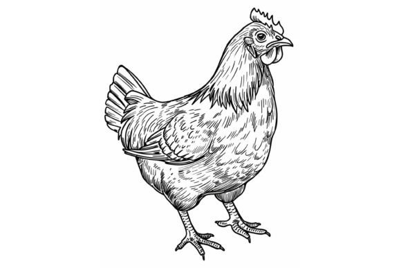 Chicken Adult Coloring Page