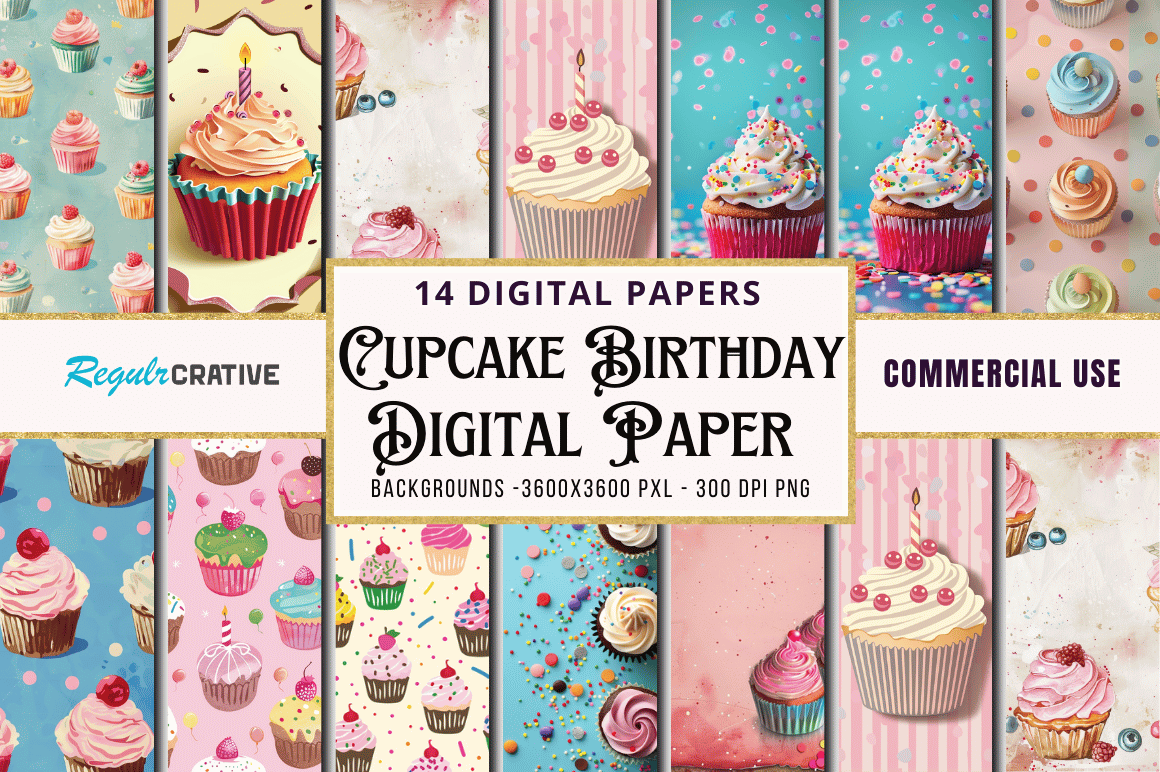 Cupcake Birthday Paper Bundle