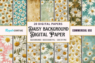 Daisy Digital Paper Backgrounds Bundle Graphic by Regulrcrative ...