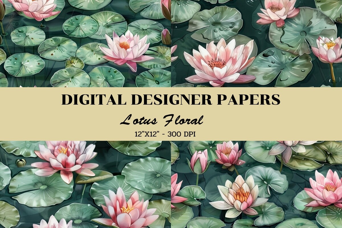 Lotus Floral Seamless Patterns Graphic by JewjewDesign · Creative Fabrica