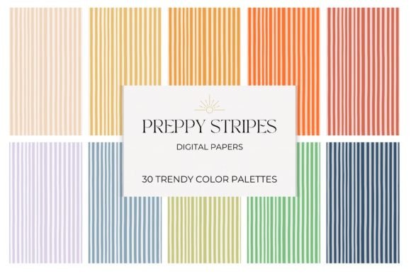 Preppy Stripes Pattern Digital Papers