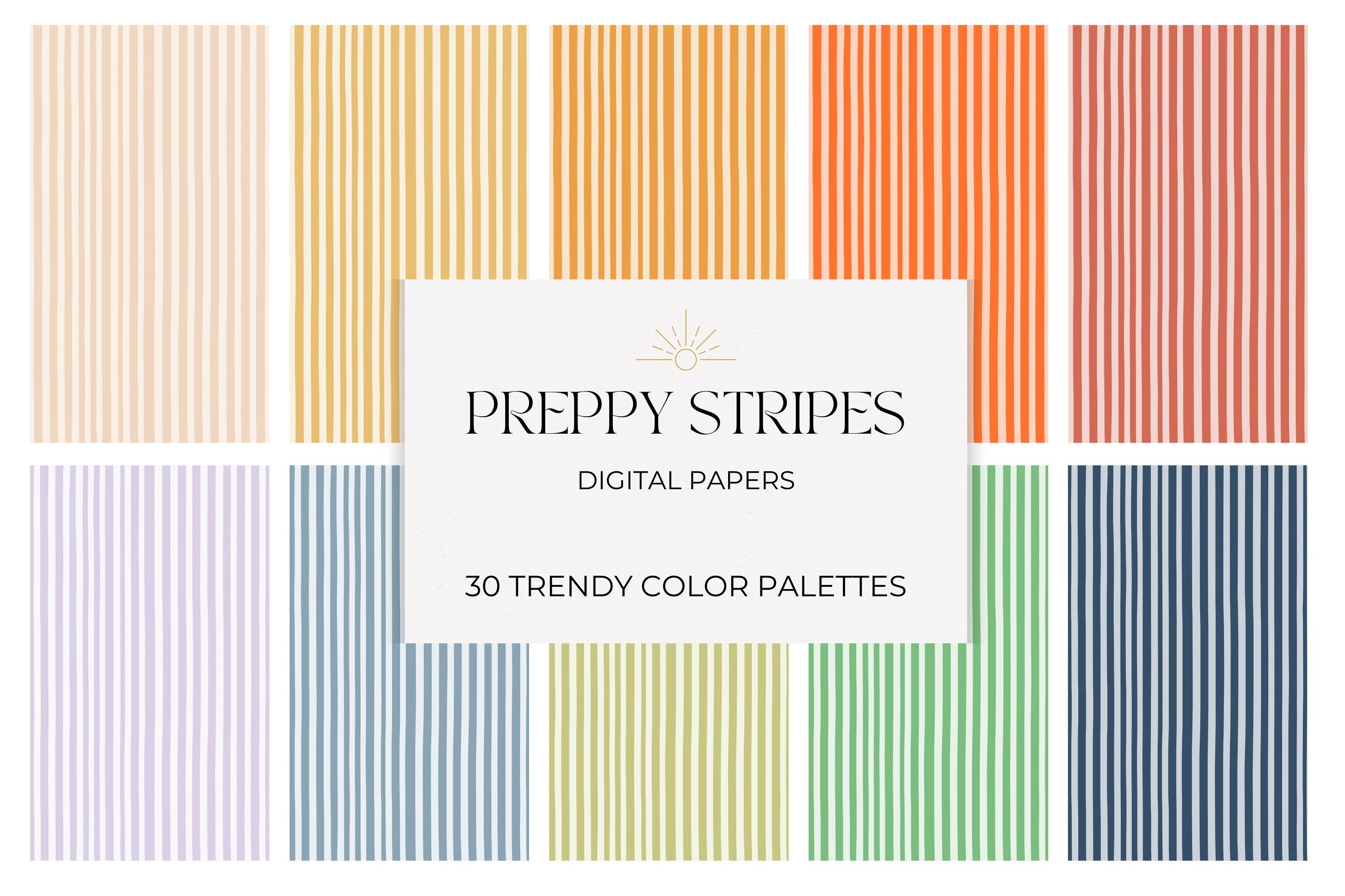 Preppy Stripes Pattern Digital Papers