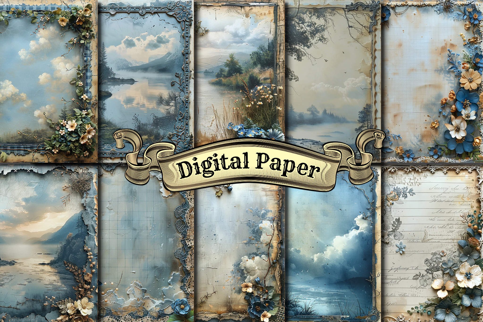 Vintage Shabby Chic Floral Digital Paper Graphic by craftsmaker ...