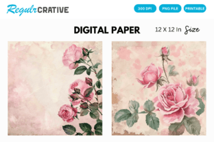 Vintage Watercolor Roses Digital Paper Graphic by Regulrcrative ...