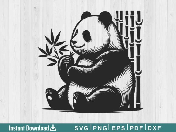Funny Panda Svg Silhouette Vector File