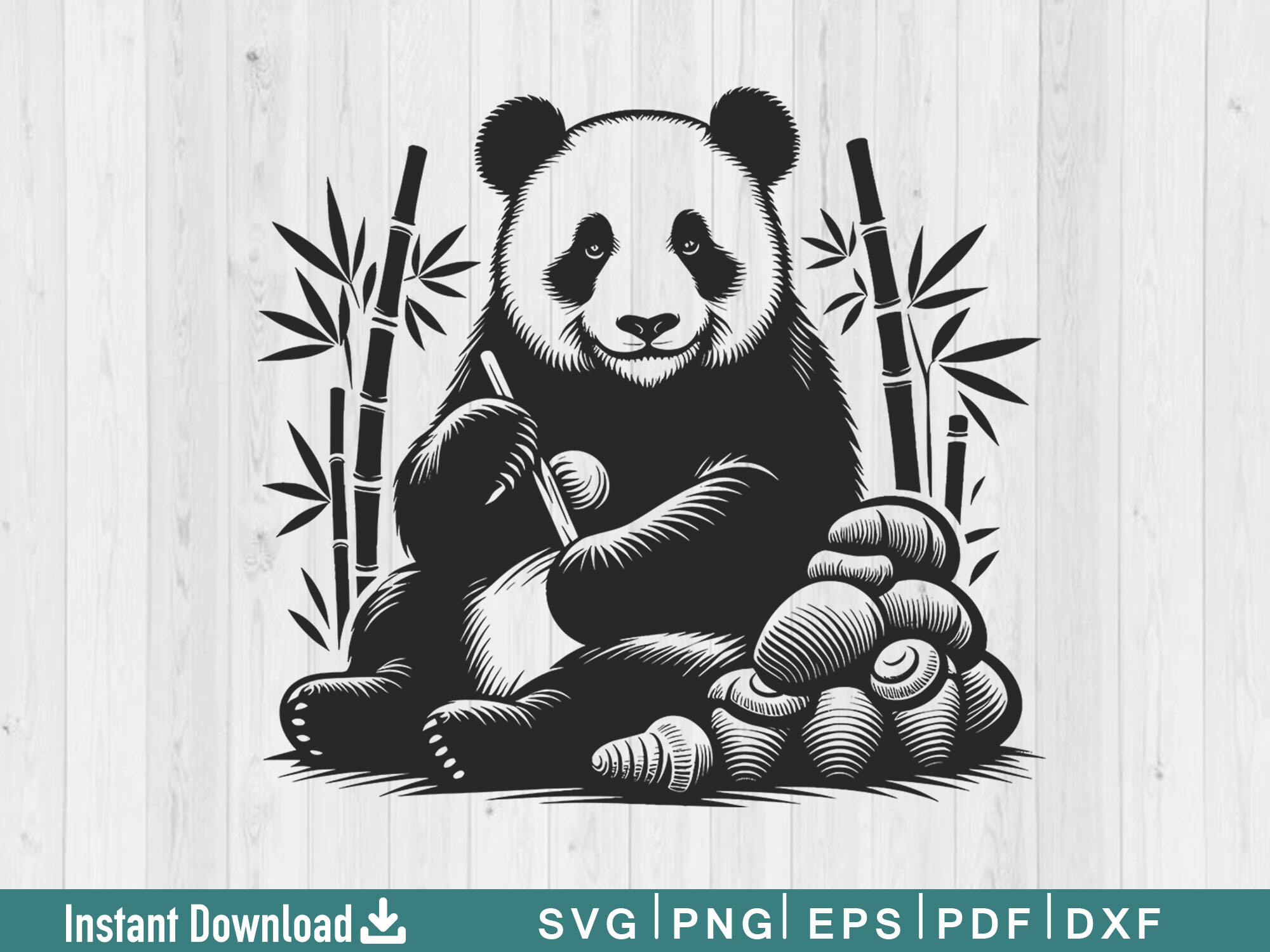 Funny Panda Svg Silhouette Vector File