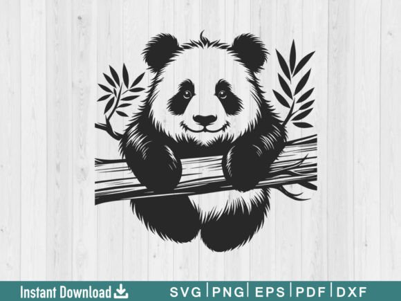 Funny Panda Svg Silhouette Vector File