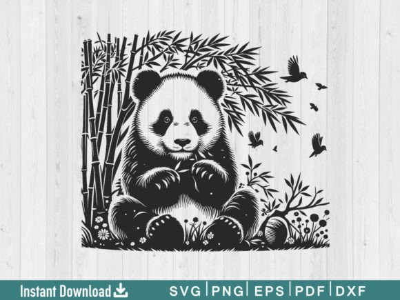 Funny Panda Svg Silhouette Vector File