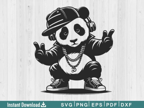 Hip Hop Panda Svg Silhouette Vector File