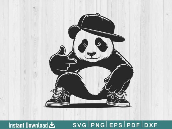 Hip Hop Panda Svg Silhouette Vector File