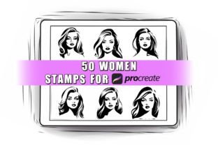 50 Women Procreate Stamps Graphic by ProcreateSale · Creative Fabrica