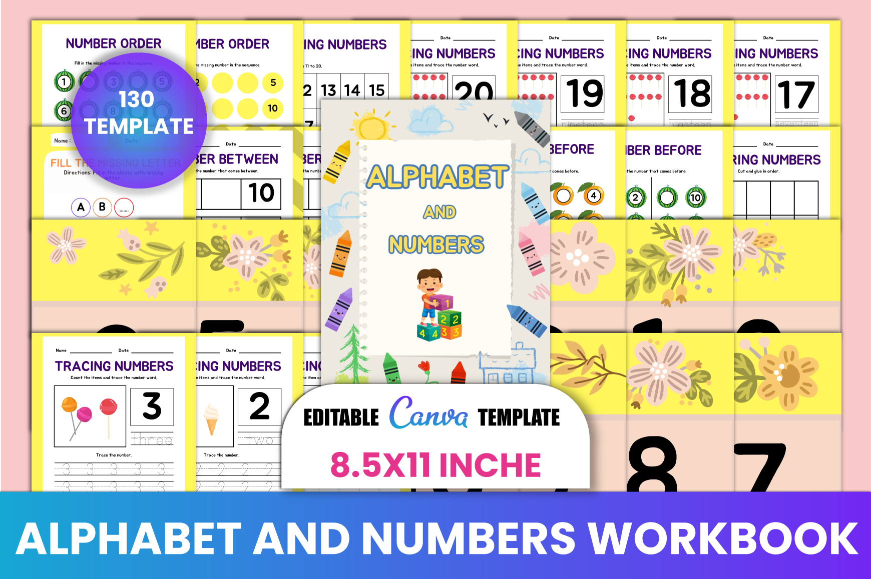 Alphabet and Numbers Workbook Canva Graphic by munjixpro · Creative Fabrica