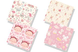 Pattern Paper Baby Baby Girl Digital Pattern Paper Bundle Graphic by Regulrcrative ...