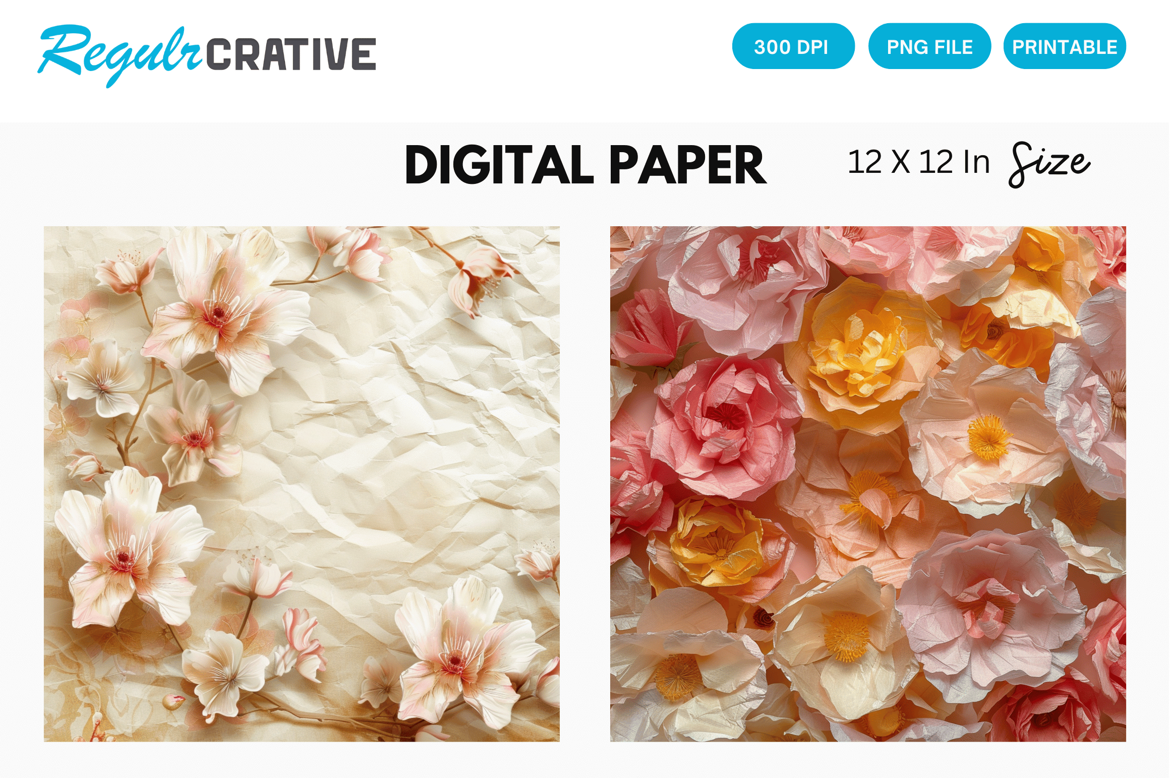 Floral Background Digital Paper Patterns Graphic by Regulrcrative ...