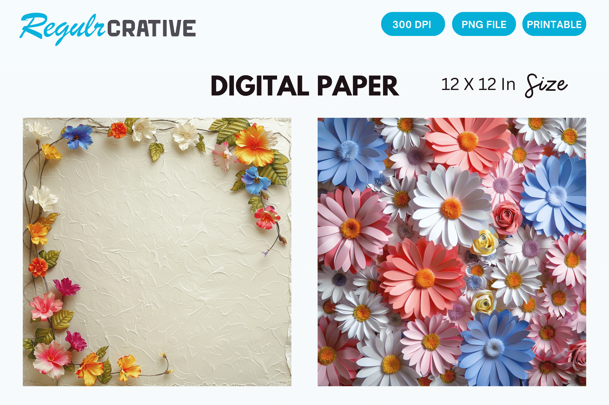 Floral Background Digital Paper Patterns Graphic by Regulrcrative ...