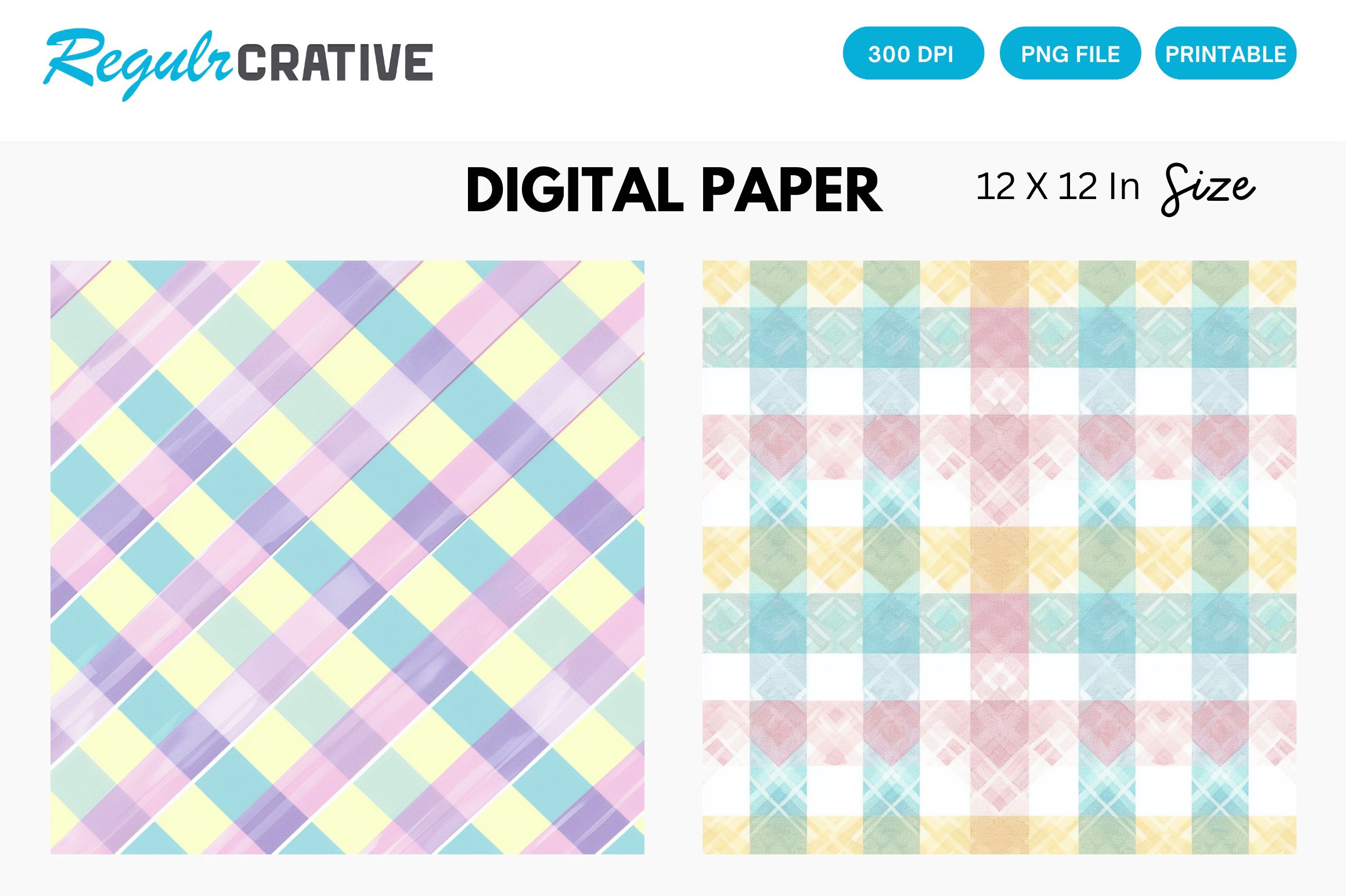 Pastel Gingham Digital Paper Pattern Graphic by Regulrcrative ...