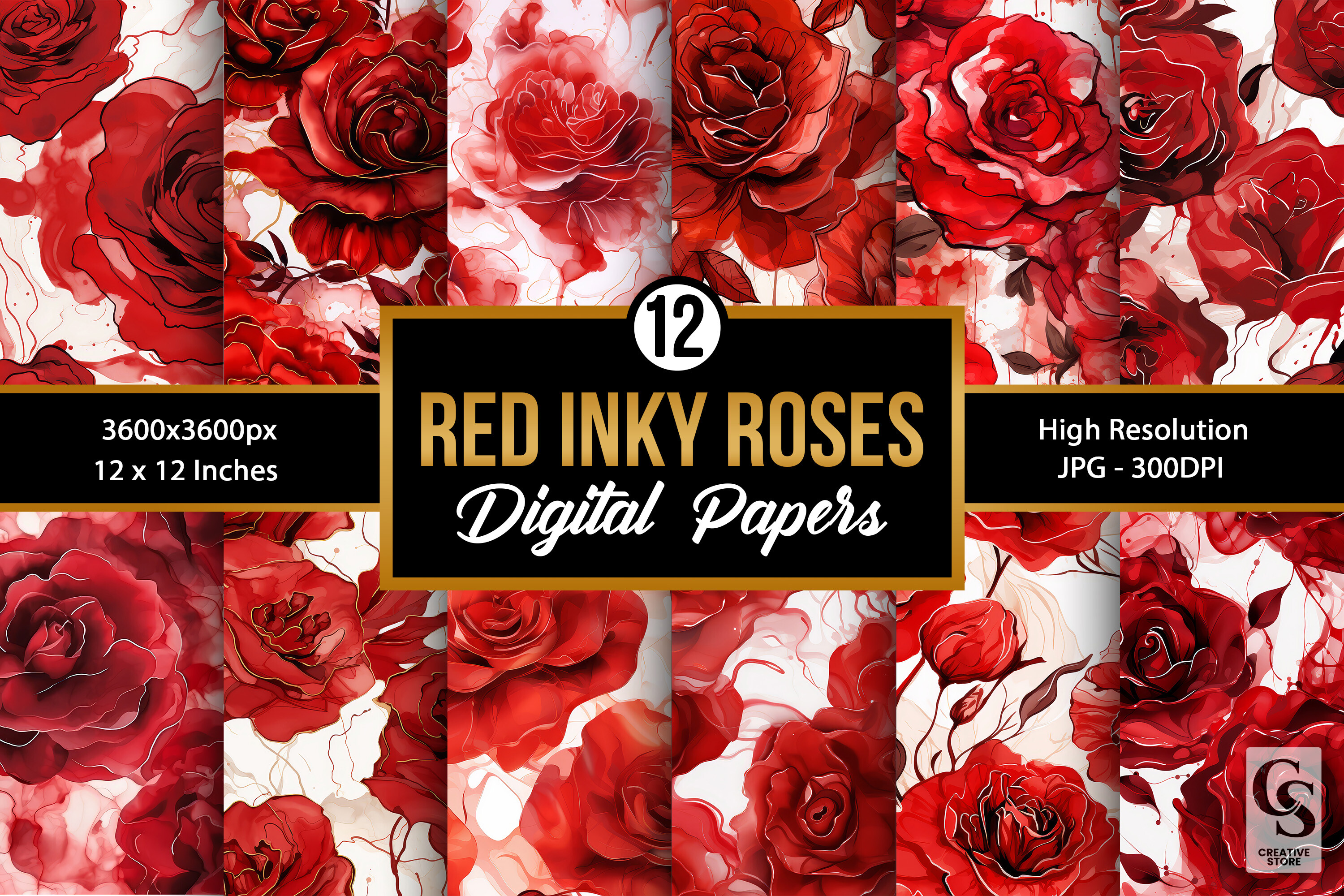 Red Alcohol Ink Roses Digital Papers Graphic by Creative Store ...