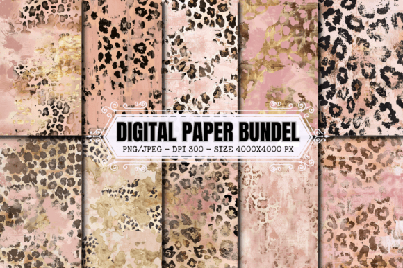 Rose Gold Leopard Print Digital Paper