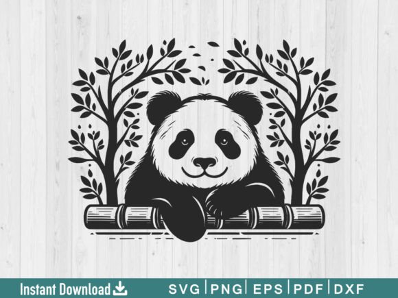 Funny Panda Svg Silhouette Vector File