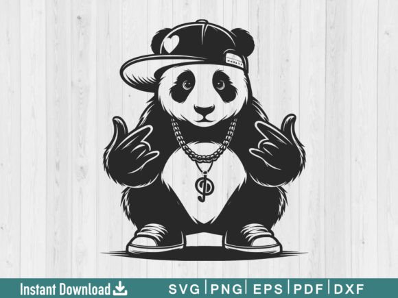 Hip Hop Panda Svg Silhouette Vector File