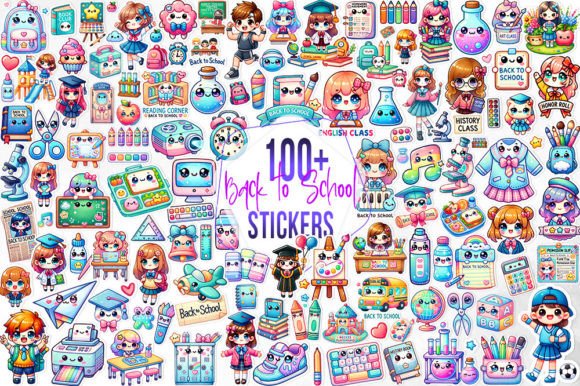 100+ Cute Kawaii Back to School Stickers