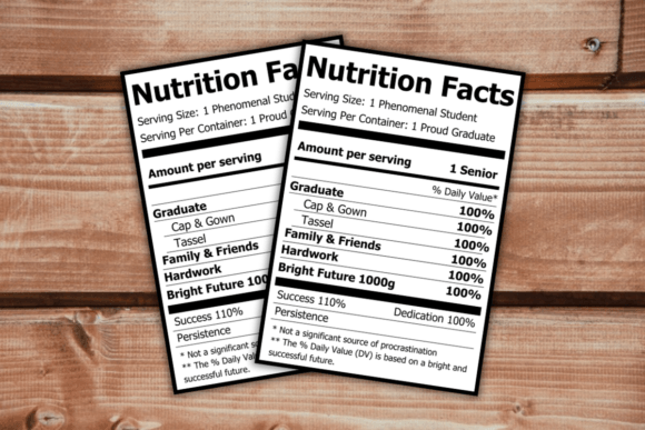 Canva Graduation Nutrition Facts Label