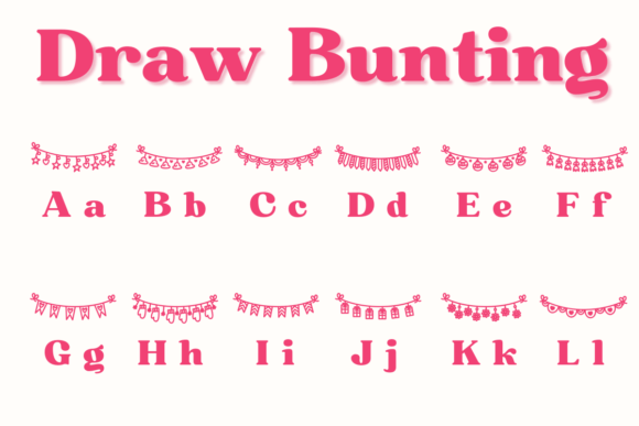 Draw Bunting Font PNG with transparent background - Preview 1