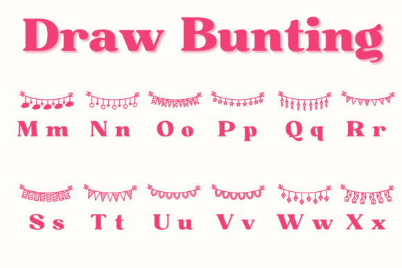 Draw Bunting Font PNG with transparent background - Preview 2