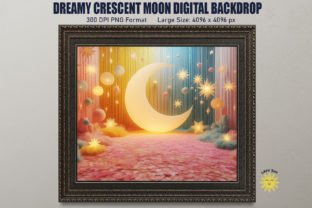 Dreamy Crescent Moon Digital Backdrop