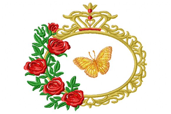 Flowers with Frame Embroidery Design