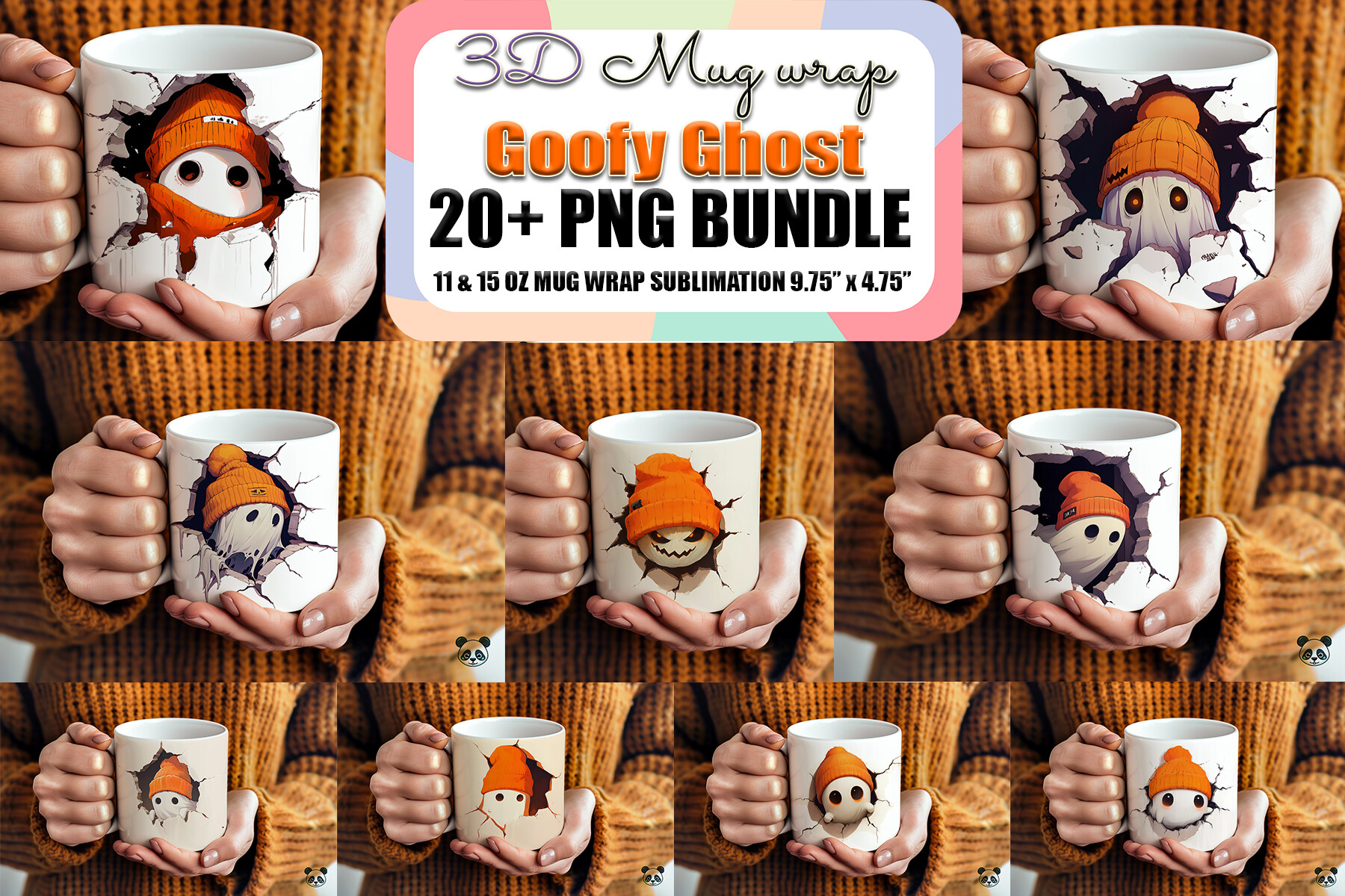 Halloween Ghost 3D Mug Wrap Bundle Graphic by Pandastic · Creative Fabrica