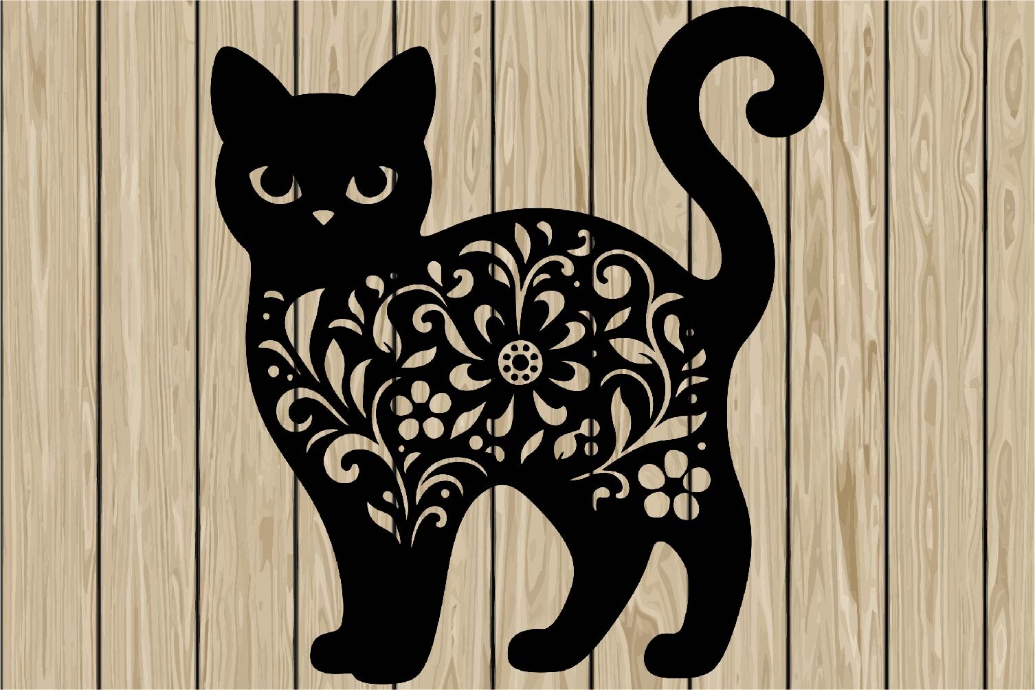 Halloween Floral Cat Stencil SVG Graphic by CosmosFineArt · Creative ...