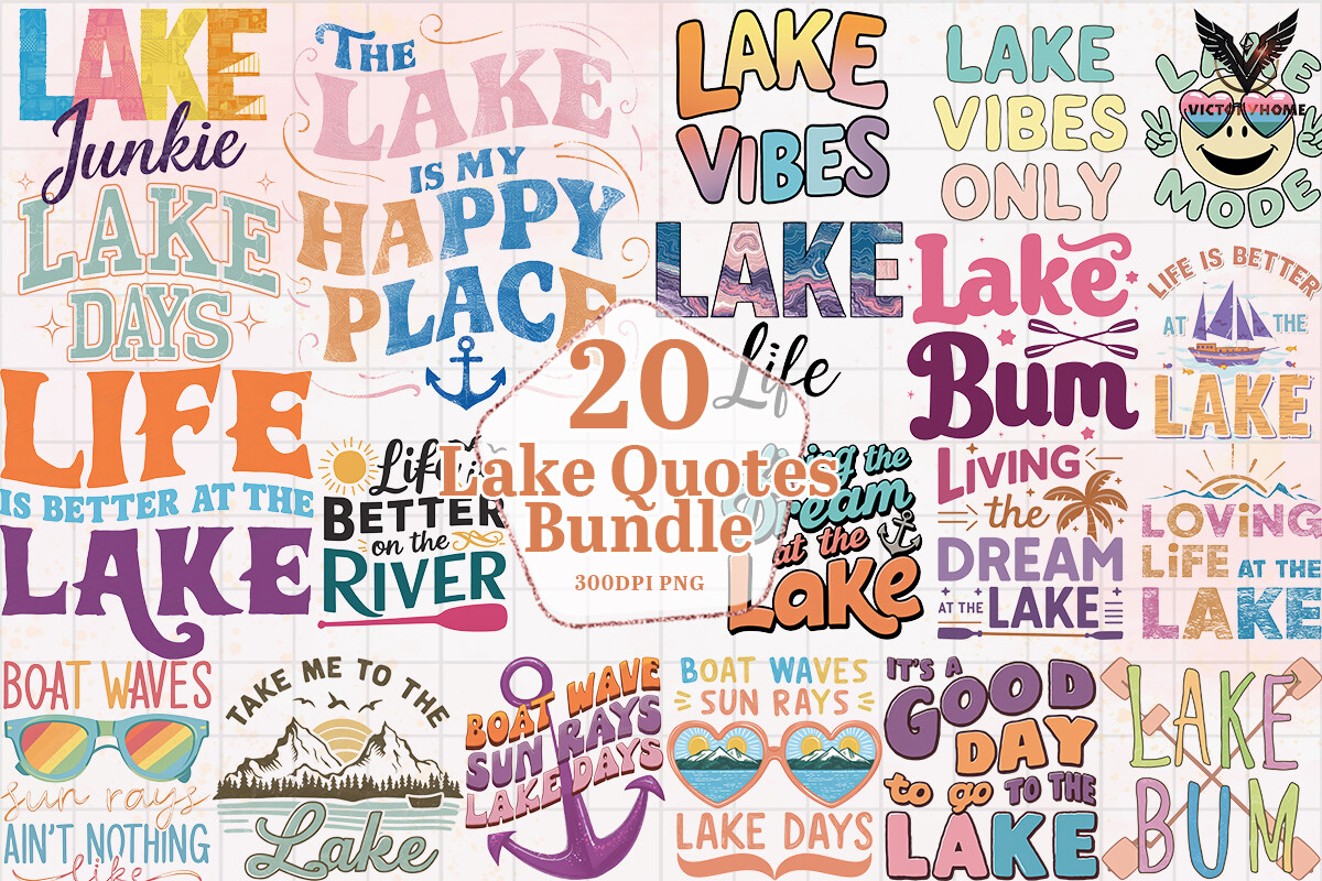 Lake Quotes Bundle Clipart PNG Graphic by VictoryHome · Creative Fabrica