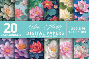 Lotus Flower Seamless Digital Paper Back Graphic by Regulrcrative ...