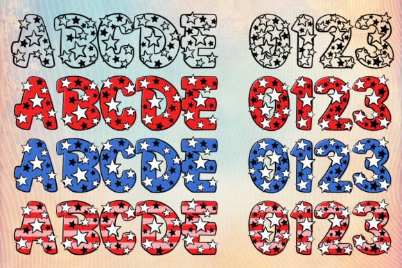 Patriotic Star Font PNG with transparent background - Preview 1