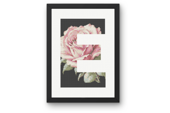 Pink Rose on Black E Monogram