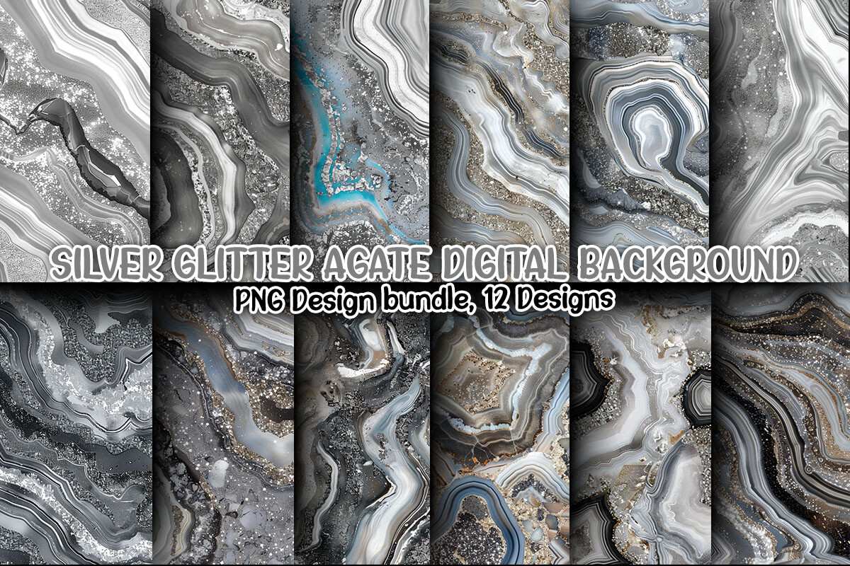 Silver Glitter Agate Digital Background Graphic by Big Daddy · Creative ...